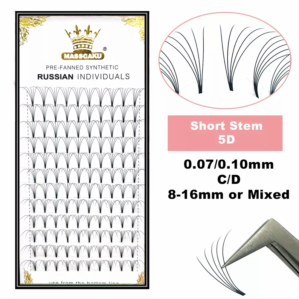 Eyelash Extension Russian Volume - MASSCAKU 既成ロシアボリュームショートステムまつげエクステンションワイドファン 3D 4D 5D 6D