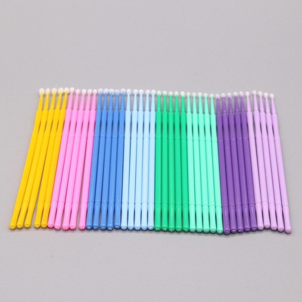 Eyelash Extension Adhesive - 100 ピース/ロットマイクロブラシメイクアップまつげエクステンション使い捨てアイラッシュ接着剤クリーニングブラシ無料アプリケータースティックメイクアップツール