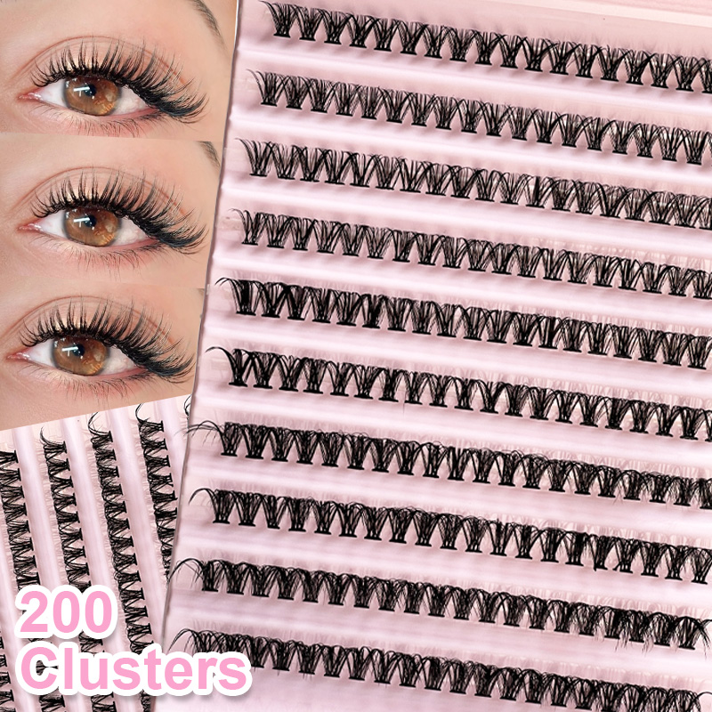 Eyelash Extension Cluster - 個々のまつげ エクステ用つけまつげ 8-16mm 200本入り クラスタまつげ ナチュラルルック