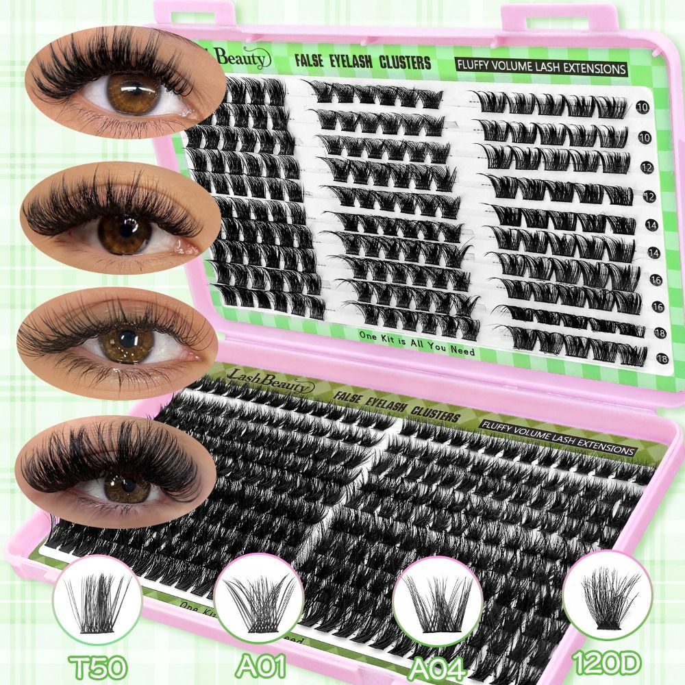 Eyelash Extension Cluster - ナチュラルルックつけまつげ ボンド＆シール クラスターデザイン 3Dフェイクミンクラッシュ ウィスピー風 アイメイクツール
