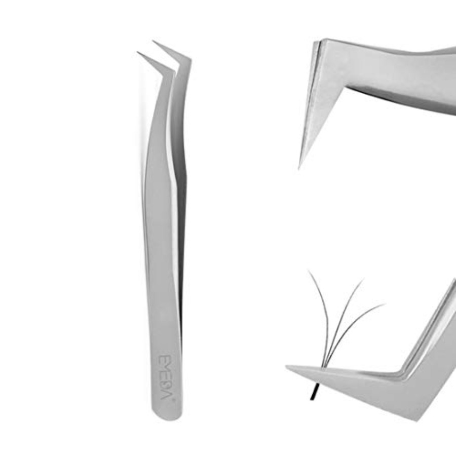 Mega Volume Lash - ボリュームラッシュ用まつげエクステンションピンセット プロ仕様精密ステンレス鋼 VETUS 6A-SA メガカーブチップ フラットピンセット
