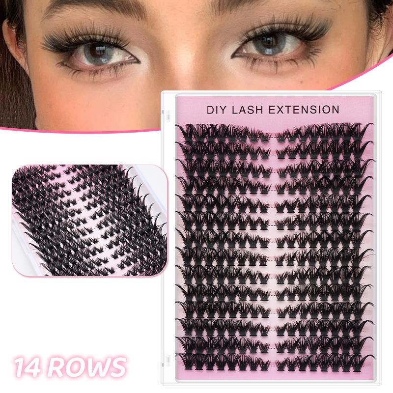 Eyelash Extension Cluster - 20個入り DIYつけまつげ セルフエクステ ソフトボリューム ナチュラルルックまつげ 素早く美しくなるつけまつげ