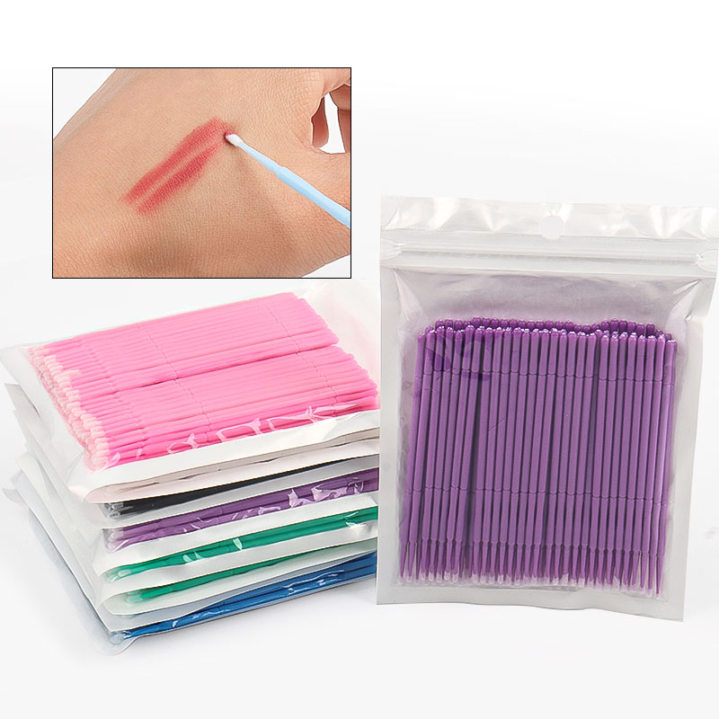 Eyelash Extension Adhesive - 100本入り/袋 竹製まつげエクステ洗浄綿棒 ラッシュリフトグルーリムーバーアプリケーター マイクロブレードメイクアップマイクロブラシツール