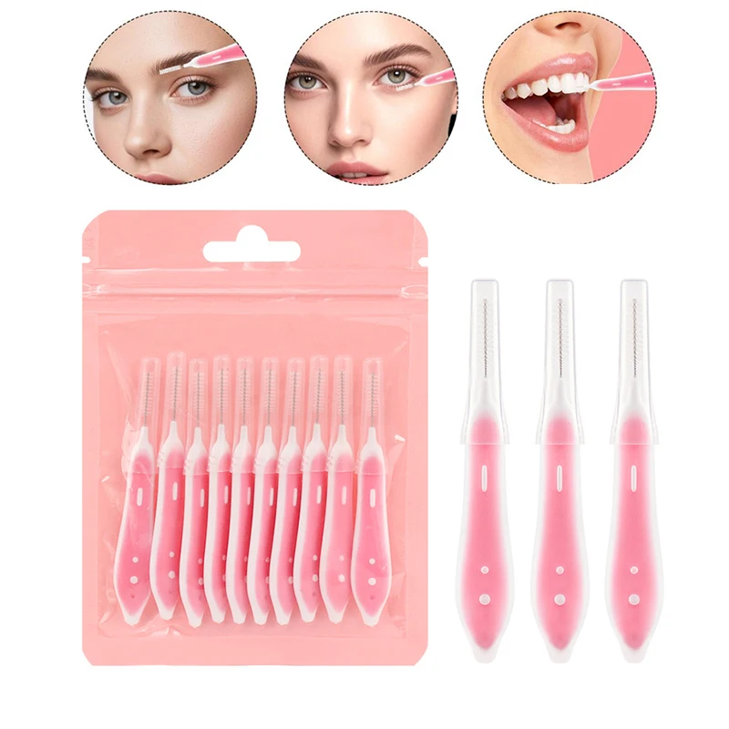 Eyelash Extensions - 10 個の眉毛ブラシミニ眉リフティングブラシ使い捨てメイクアップまつげツール歯間ブラシまつげエクステンション用品