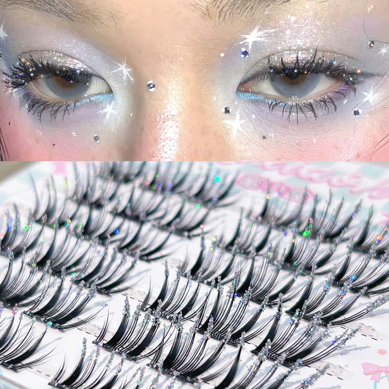 Eyelash Extension Korea - ミクシャオヘ 韓国風 自己粘着式 ダイヤモンドラッシュ 星空デザイン ナチュラルまつげエクステ