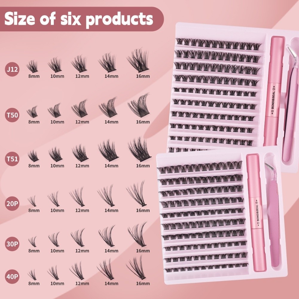 Eyelash Extension Cluster - 高品質ボンド＆シールつけまつげ ウィスピー風ナチュラルルック グルーリングラッシュ クラスターデザイン DIYまつげエクステ
