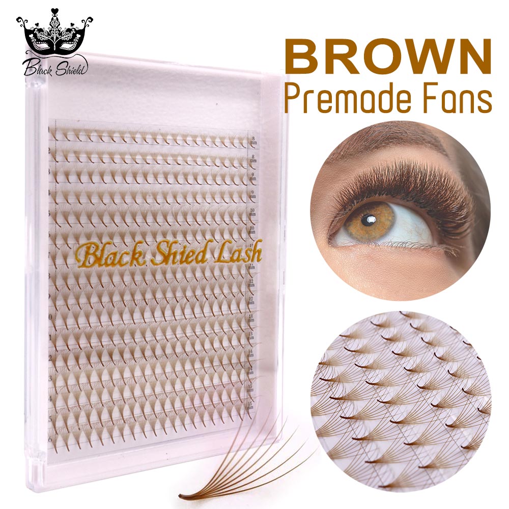 Eyelash Extension Russian Volume - 320本入り カラーポイントベース ブラウンプレメイドファン 5D 6D 8D