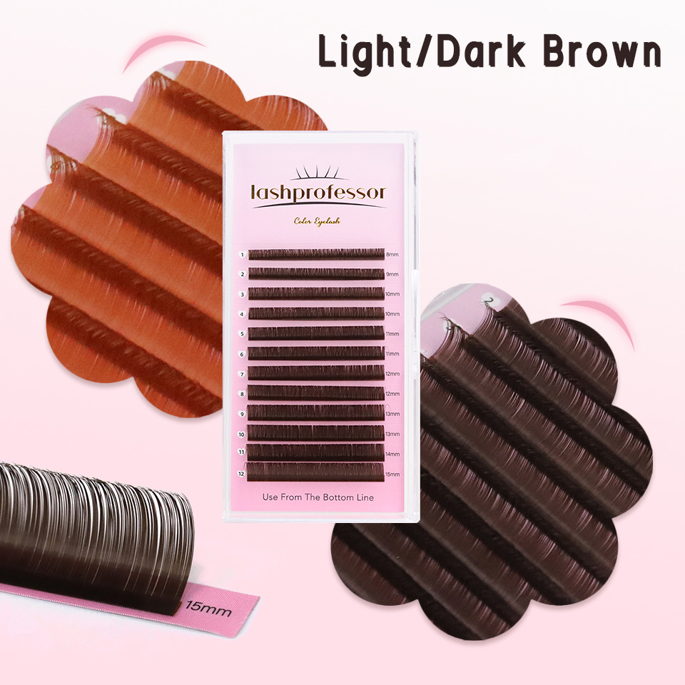 Eyelash Extension Russian Volume - ダークブラウンまつげエクステンション 0.05 0.07 ミリメートルライトブラウン個別まつげミックス 8-15 ミリメートルカラーナチュラル偽ロシアボリュームまつげ