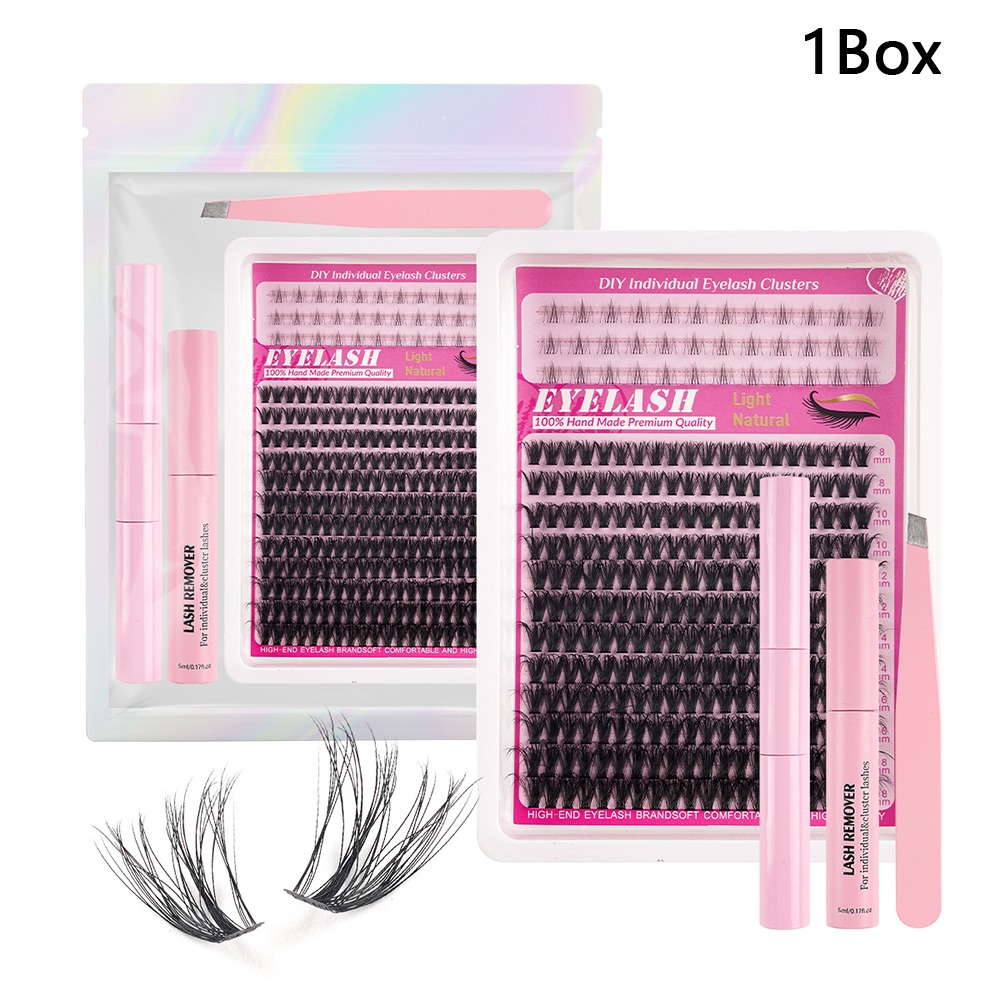 Eyelash Extension Cluster - 8-18mmの長さのつけまつげ、ナチュラルな見た目、ウィスピー風DIYまつげエクステキット、クラスターデザイン、接着剤とシーラー付きのつけまつげ