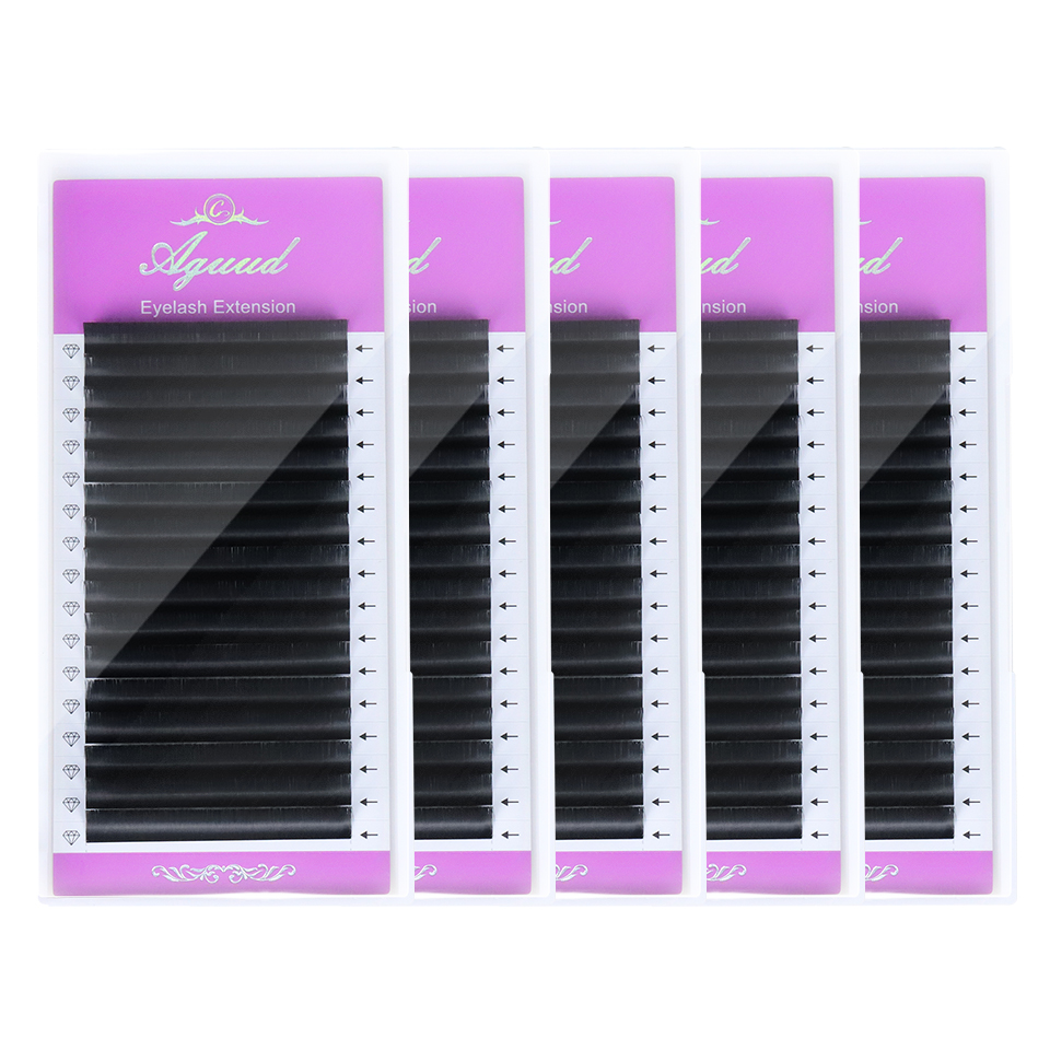 Mega Volume Lash - AGUUD 5 トレイ/ロット新しいスーパーマットブラック個別まつげエクステンションプレミアムフェイクミンクナチュラルソフトメガボリュームクラシックまつげ