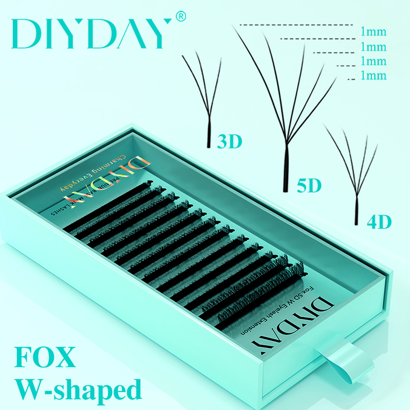 DIYDAY フォクシー W型 3D 4D 5D まつげエク - Eyelash Extension Volume Cat Eye のレビューと価格