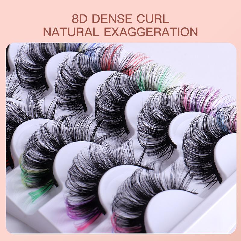 7ペア カラフルつけまつげ 3Dミンクカラー DDカール ふ - Eyelash Extension Cluster のレビューと価格