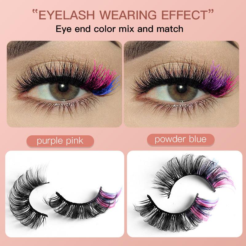 7ペア カラフルつけまつげ 3Dミンクカラー DDカール ふ - Eyelash Extension Cluster のレビューと価格