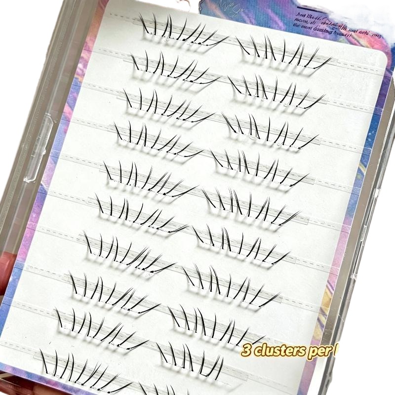 1セットコミック下まつげエクステクラスターナチュラルセルフ接 - Eyelash Extension Cluster のレビューと価格