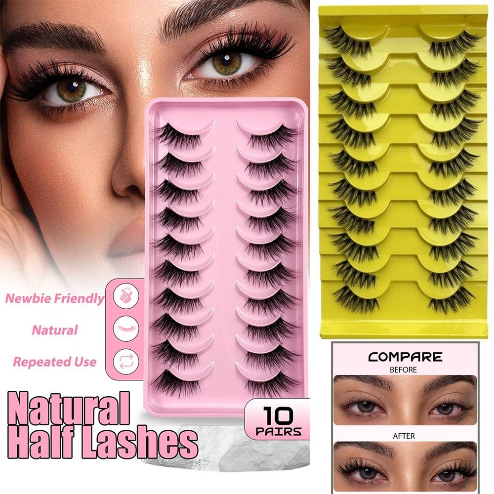 10ペア 再利用可能な3Dドラマティックつけまつげ 手作り  - Eyelash Extension Volume Cat Eye のレビューと価格