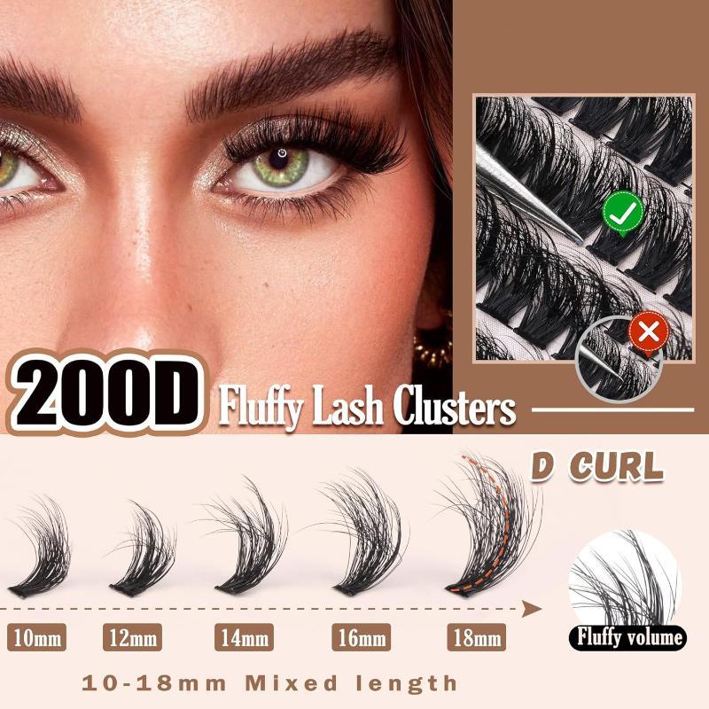 新しいふわふわ厚いまつげクラスターDIYまつげエクステ200 - Eyelash Extension Cluster のレビューと価格