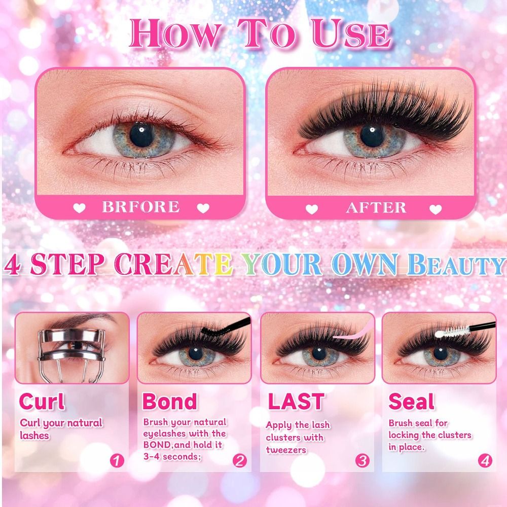 ナチュラルルックつけまつげ ウィスピー風 ボンド＆シール D - Eyelash Extension Cluster のレビューと価格