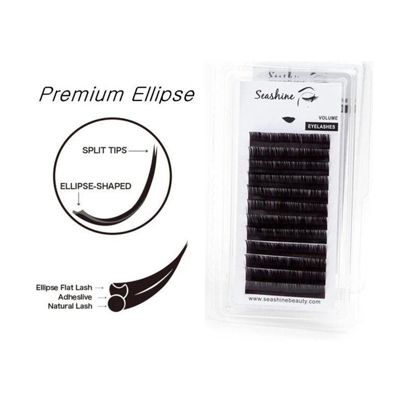 Seashine-楕円形のフラットまつ毛,スプリットチップ, - Eyelash Extension C Curl のレビューと価格