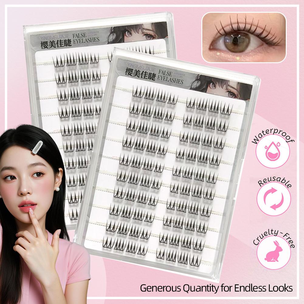 U字型接着剤不要つけまつげ大容量韓国風透明シングルクラスター - Eyelash Extension Korea のレビューと価格