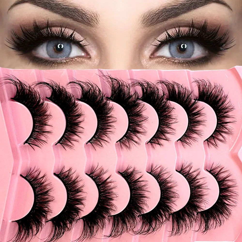 7ペアの厚いキャットアイまつげ、ふわふわのボリュームのある柔 - Eyelash Extension Volume Cat Eye のレビューと価格