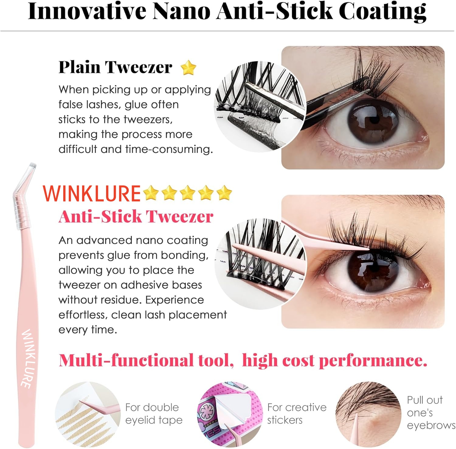 WINKLURE 自己粘着式つけまつげ グルー不要 アニメ漫 - Eyelash Extension Volume Cat Eye のレビューと価格